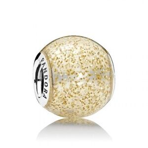 Pandora Golden Enamel Glitter Ball Charm – Retired | Sterling Silver
